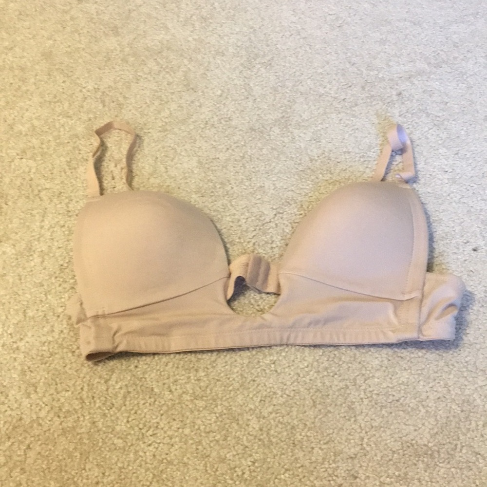 Deep V nude bra